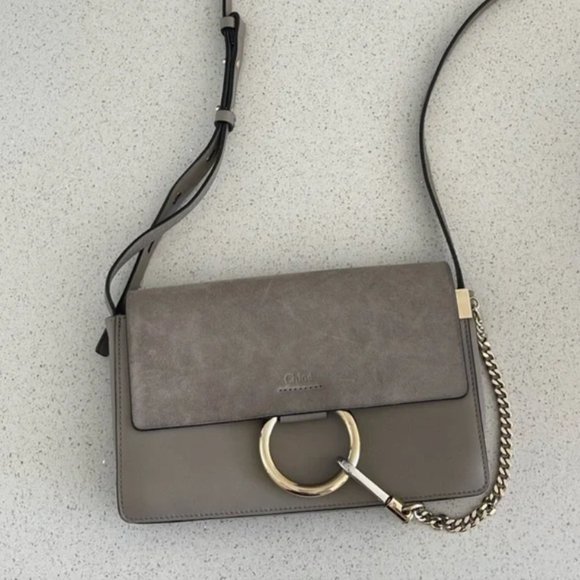 Chloe Faye Small Crossbody Bag Suede - Motty Grey - Picture 2 of 9